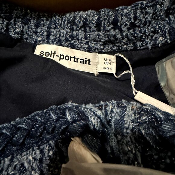 Self Portrait Blue Tweed Dress US 4 NWT - Picture 7 of 9